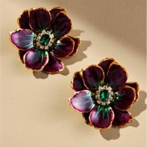 Pink Reef Hand Painted Earrings in Plum